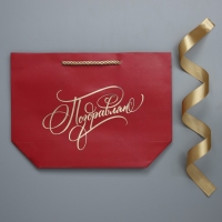 Пакет подарочный, упаковка, &laquo;Поздравляю от души&raquo;, 19 х 20 х 9 см