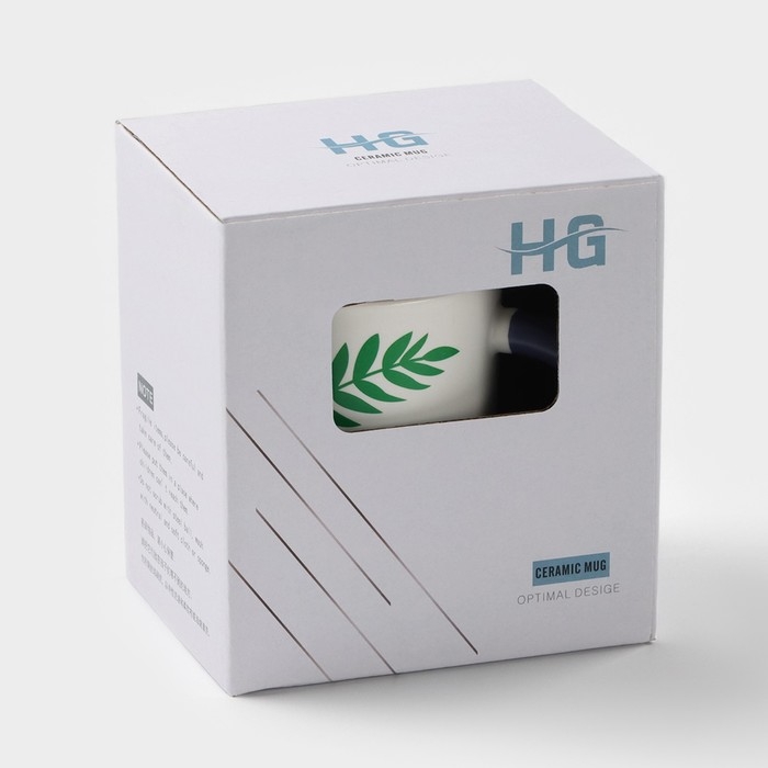 Кружка керамическая с ложкой &laquo;Гербарий&raquo;, 350 мл, цвет белый