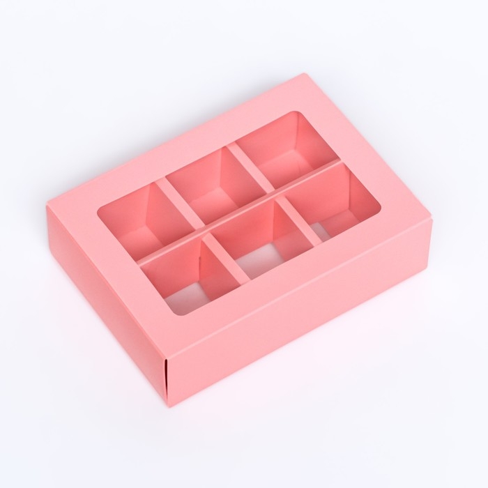 Коробка для 6 конфет, розовая, 13,7 х 9,85 х 3,86 см. Кондитерская упаковка Коробка для 6 конфет, розовая, 13,7 х 9,85 х 3,86 см. Кондитерская упаковка