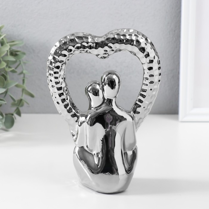 Сувенир керамика Сувенир керамика "Абстракция. Влюблённые с сердцем" серебро 13х7х18,5 см