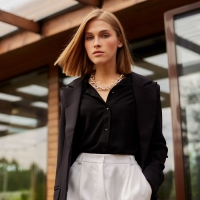 Рубашка женская MINAKU: Green trend, цвет чёрный, размер 46 Рубашка женская MINAKU: Green trend, цвет чёрный, размер 46