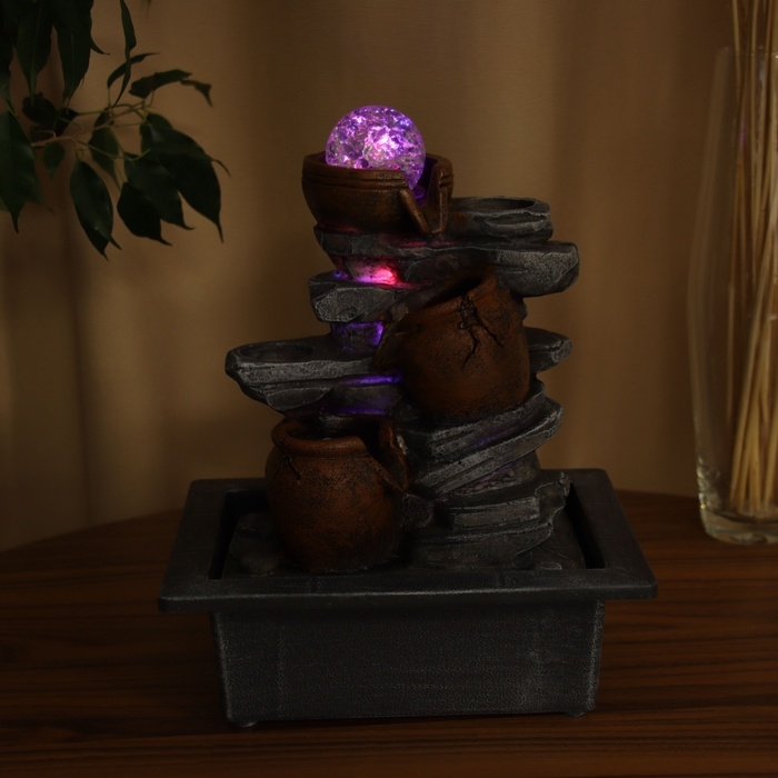 Фонтан "Расколотые бочки на камнях" 28х23 см (с подсветкой)