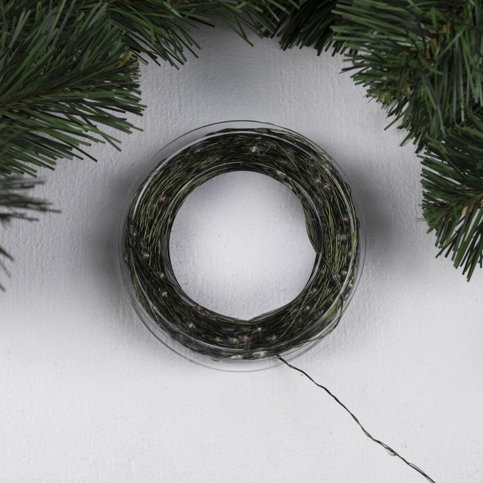 Гирлянда &laquo;Нить&raquo; 50 м роса, IP44, зелёная нить, 500 LED, свечение мульти, 8 режимов, 31 В