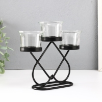 Подсвечник металл, стекло на 3 свечи "Пика" d=5 см чёрный 19х6х16,5 см Подсвечник металл, стекло на 3 свечи "Пика" d=5 см чёрный 19х6х16,5 см