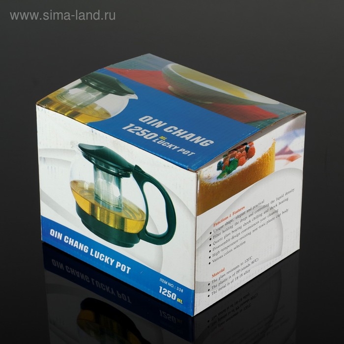 Чайник стеклянный заварочный &laquo;Любава&raquo;, 1,25 л, с металлическим ситом, цвет чёрный