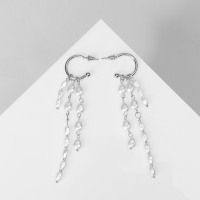 Серьги с жемчугом &laquo;Артемида&raquo; нити, цвет белый в серебре