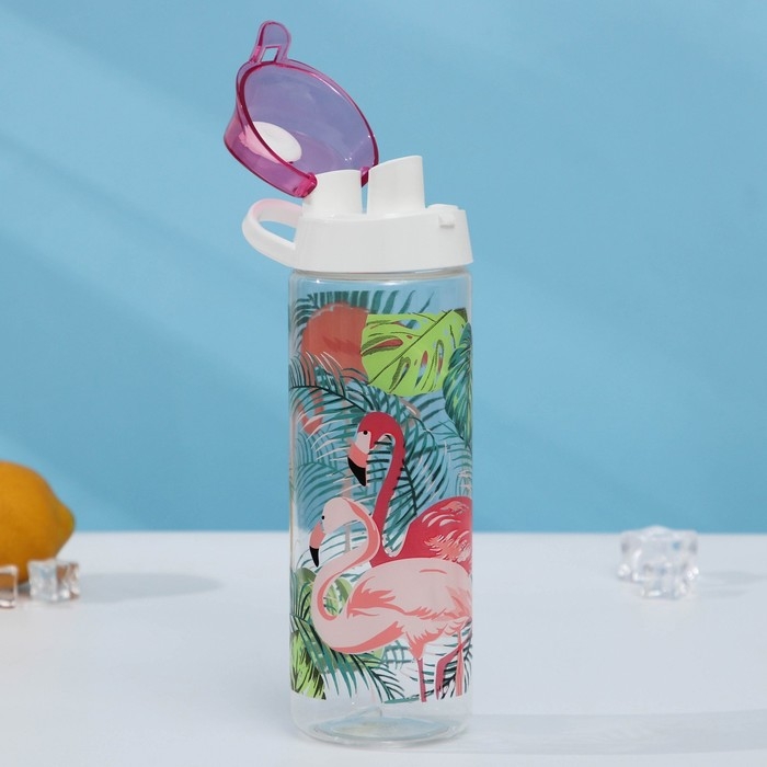 Бутылка для воды пластиковая &laquo;Фламинго&raquo;, 750 мл, цвет розовый