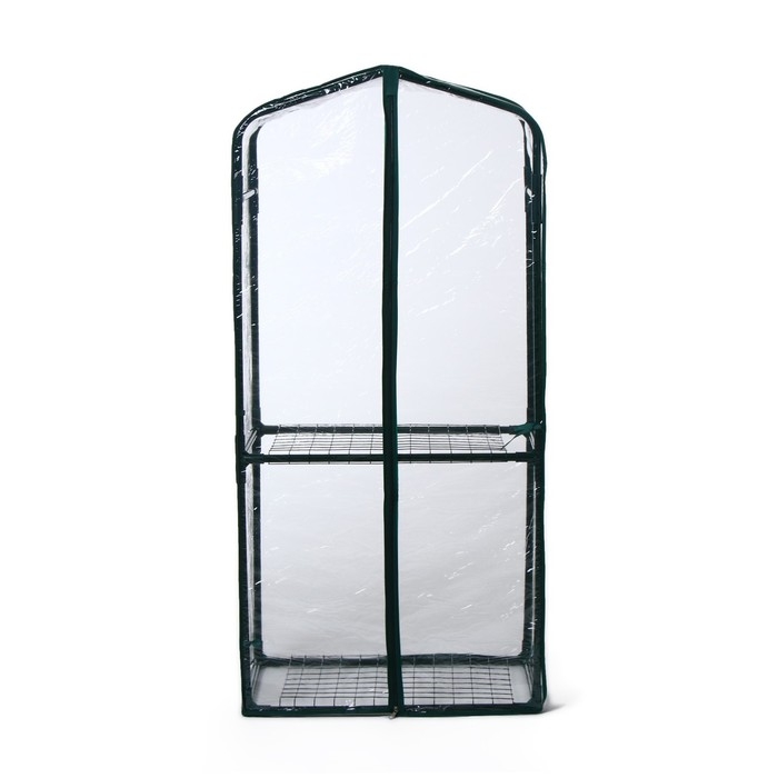 Парник-стеллаж, 2 полки (сетка), 125 × 59 × 39 см, металлический каркас d = 16 мм, чехол плёнка 80 мкм Парник-стеллаж, 2 полки (сетка), 125 × 59 × 39 см, металлический каркас d = 16 мм, чехол плёнка 80 мкм