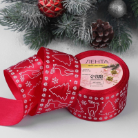 Лента атласная «Олени», 50 мм, 23 ± 1 м, цвет красный №33 Лента атласная «Олени», 50 мм, 23 ± 1 м, цвет красный №33