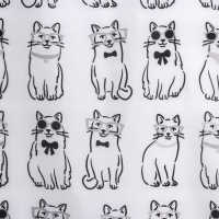 Штора для ванноы Доляна Cats, 180&times;180 см, полиэстер, цвет белый