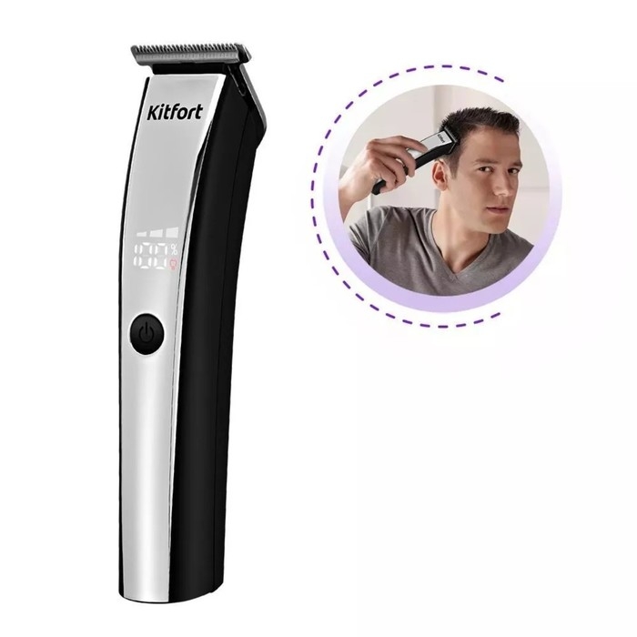 Триммер для волос Kitfort КТ-3131, 4 насадки, АКБ, серебристо-чёрная Триммер для волос Kitfort КТ-3131, 4 насадки, АКБ, серебристо-чёрная