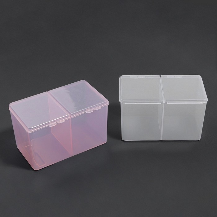 Органайзер для хранения, с крышкой, 2 секции, 6,7 &times; 12,5 &times; 7,5 см, цвет МИКС