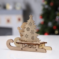 Светодиодная фигура &laquo;Сани с Дедом Морозом&raquo; 15.5 &times; 12 &times; 5.5 см, дерево, батарейки LR1130х3 (в комплекте), свечение тёплое белое