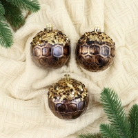 Набор шаров пластик d-8 см, 3 шт "Сказочные узоры" снежинки, золотисто-коричневый Набор шаров пластик d-8 см, 3 шт "Сказочные узоры" снежинки, золотисто-коричневый