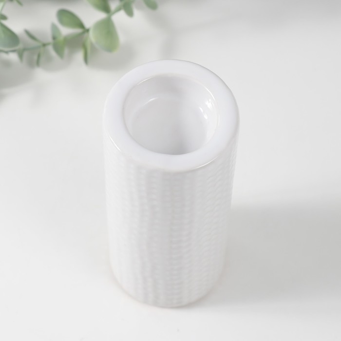 Подсвечник керамика на 1 свечу "Капли воды" d=4 см белый 6,5х6,5х14,5 см