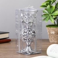 Подсвечник пластик, стекло на 1 свечу "Ажурный шар" бокал на ножке серебро 15х6х6 см