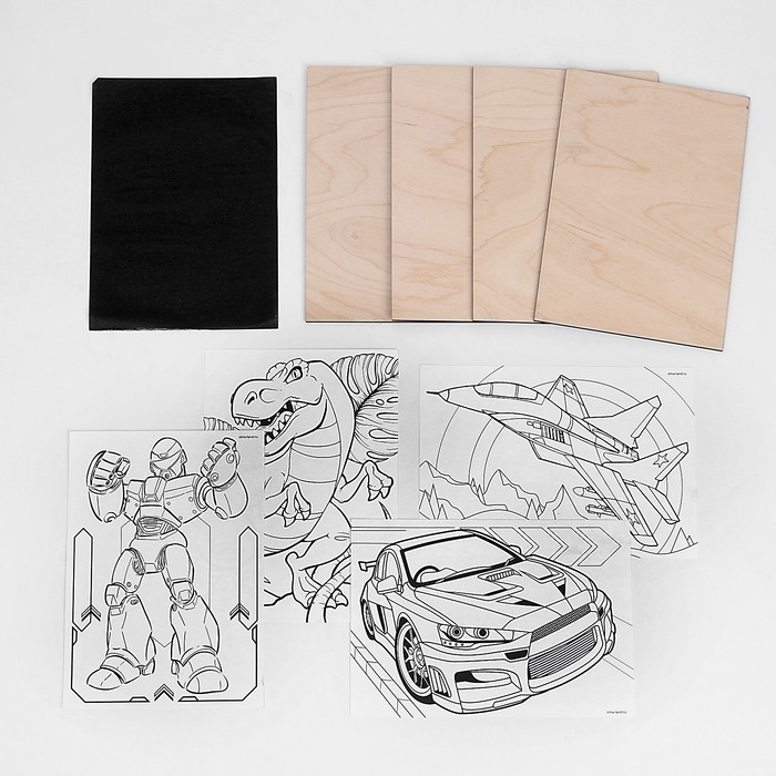 Доски для выжигания &laquo;&lrm;Рисунки для мальчиков&raquo;&lrm;, с трафаретами