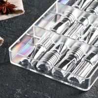 Форма для конфет и шоколада &laquo;Фигурный батончик&raquo;, 20&times;12&times;2,5 см, 20 ячеек 3,3&times;1,6&times;0,8 см, цвет прозрачный