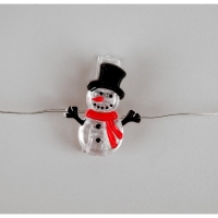 Гирлянда «Нить» 2 м роса с насадками «Прищепки-снеговик», IP20, серебристая нить, 20 LED, батарейки ААх2 (нет в комплекте), свечение тёплое белое Гирлянда «Нить» 2 м роса с насадками «Прищепки-снеговик», IP20, серебристая нить, 20 LED, батарейки ААх2 (нет в комплекте), свечение тёплое белое