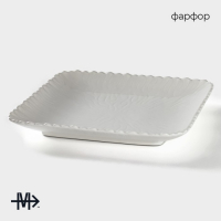 Тарелка фарфоровая квадратная Magistro &laquo;Цветок Бланш&raquo;, 30&times;30 см, цвет белый