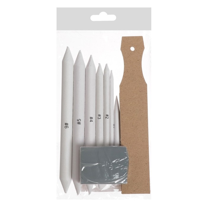 Набор инструментов для растушёвки, 8 предметов, 1 наждачка-12 листов, 1 ластик-клячка Набор инструментов для растушёвки, 8 предметов, 1 наждачка-12 листов, 1 ластик-клячка