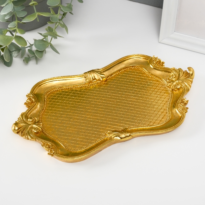 Подставка интерьерная полистоун Подставка интерьерная полистоун "Герцогиня" золото 24,5х13,5х2,2 см