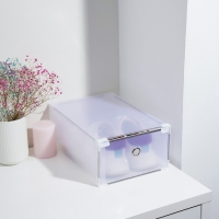 Коробка для хранения обуви выдвижная Доляна Large size, 22&times;34&times;13 см, цвет белый