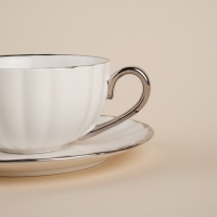 Чайная пара фарфоровая SL Home &laquo;Гарда&raquo;, 2 предмета: чашка 200 мл, блюдце d=15 см, цвет белый