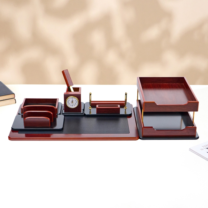 Набор настольный 7в1 (каранд-ца,подст д/ручек,визит-ца,часы Д-010,этажерка,нож канц,п,) Набор настольный 7в1 (каранд-ца,подст д/ручек,визит-ца,часы Д-010,этажерка,нож канц,п,)