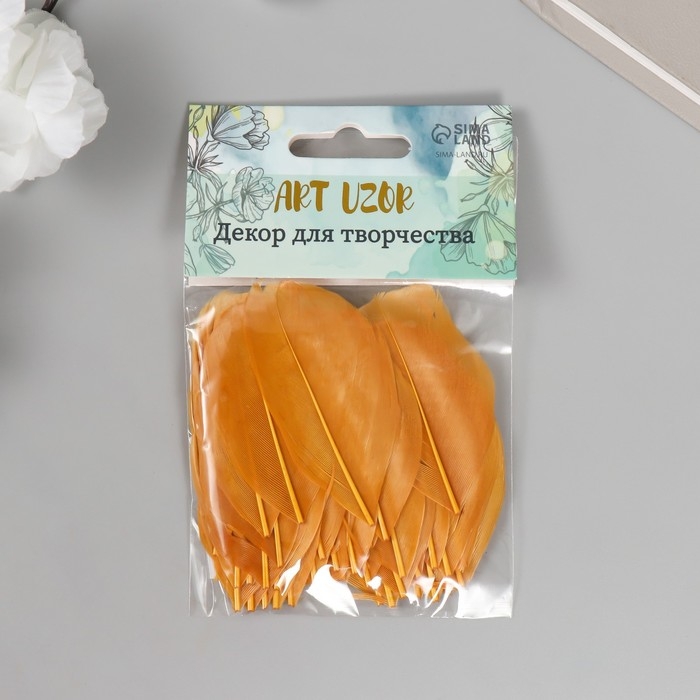 Перо декоративное гусиное Перо декоративное гусиное "Осень" в форме листа набор 40 шт h=5-7 см