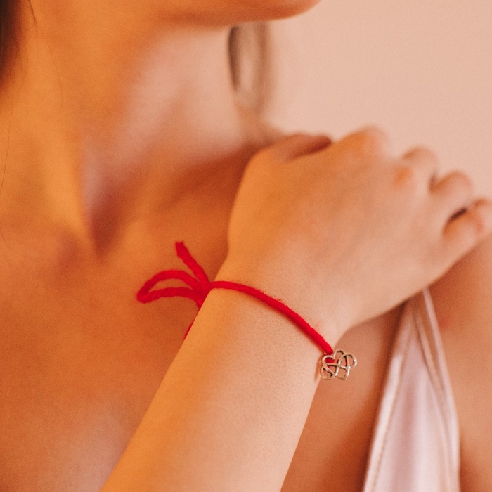 Браслет-оберег &laquo;Красная нить&raquo; на любовь, сердце, цвет серебро, 20 размер