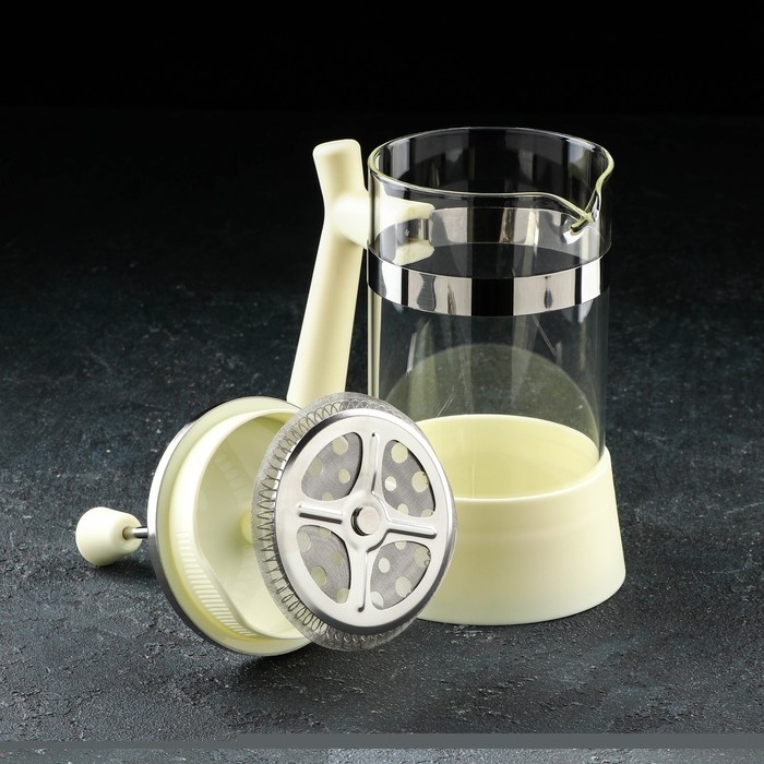 Чайник заварочный френч - пресс Magistro &laquo;Бостон&raquo;, 600 мл, стекло, цвет молочный