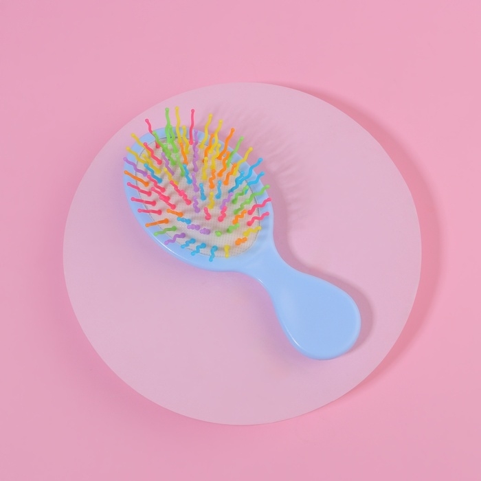 Расчёска - мини массажная, 14 &times; 6 см, рисунок МИКС