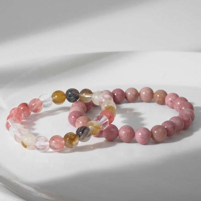 Набор браслетов 2 шт. шар №8 &laquo;Халцедон и Родонит&raquo;, 5,5 см