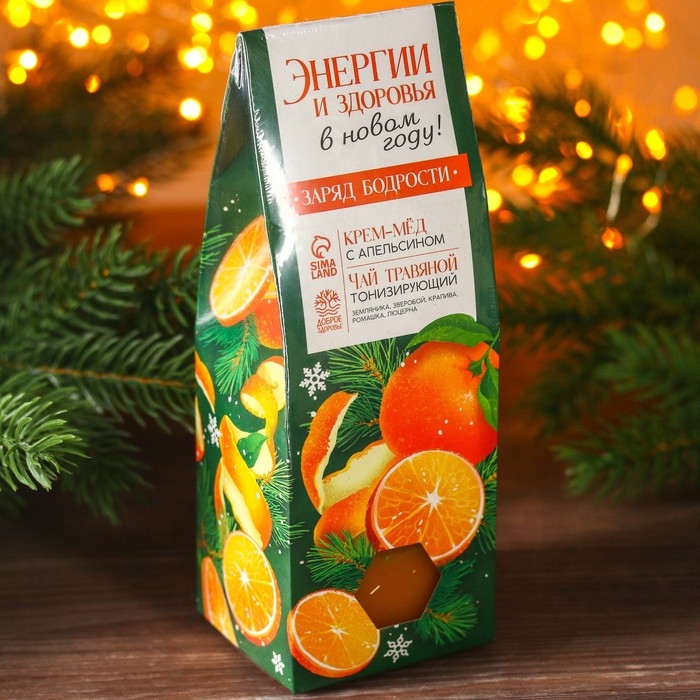 Набор &laquo;Энергии и здоровья&raquo;: травяной чай 20 г. и крем-мед 120 г.