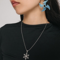 Серьги металл &laquo;Япония&raquo; сюрикены на кольце, цвет серебро