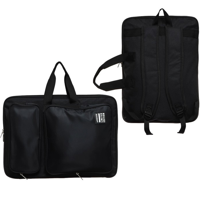 Папка для чертежей и рисунков А3, 500 х 360 х 20 мм, (рюкзак) с ручками, текстиль, deVENTE