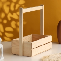 Кашпо деревянное двуреечное с ручкой 27х14х24,5см натуральные Кашпо деревянное двуреечное с ручкой 27х14х24,5см натуральные