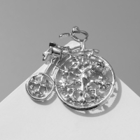 Брошь &laquo;Велосипед&raquo; ретро, цвет белый в серебре