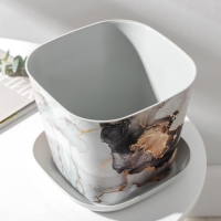 Горшок с поддоном &laquo;Мрамор&raquo;, 3,7 л, цвет светло-серый