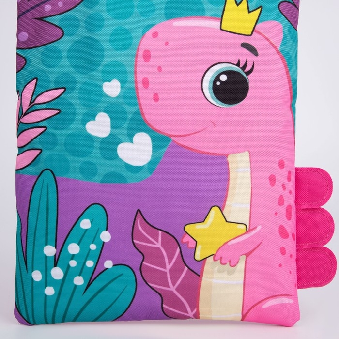 Шопер детский для девочки с допиками «Динозаврик» на молнии, 32х23см Шопер детский для девочки с допиками «Динозаврик» на молнии, 32х23см