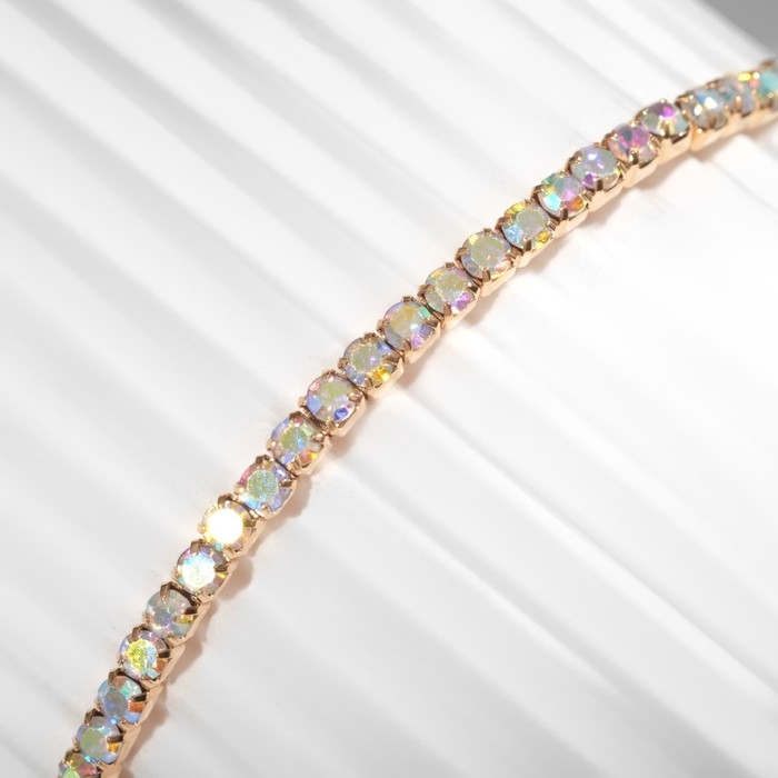 Браслет &laquo;Лёд&raquo; 1 ряд, цвет радужный в золоте, 7 см