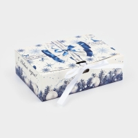 Коробка подарочная новогодняя складная двухсторонняя &laquo;Синяя сказка&raquo;, 16.5 х 12.5 х 5 см, Новый год