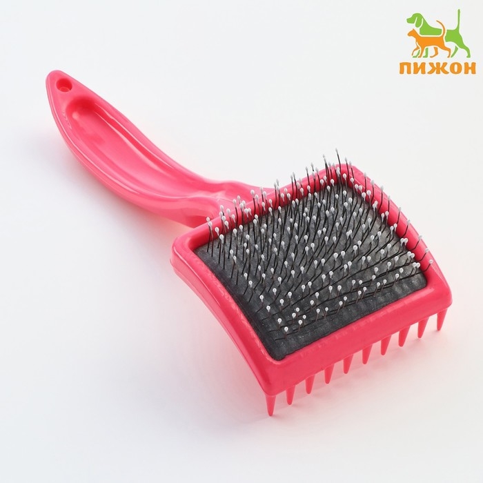 Щётка - пуходёрка средняя мягкая с каплями, основание 59 х 49 мм, розовая Щётка - пуходёрка средняя мягкая с каплями, основание 59 х 49 мм, розовая