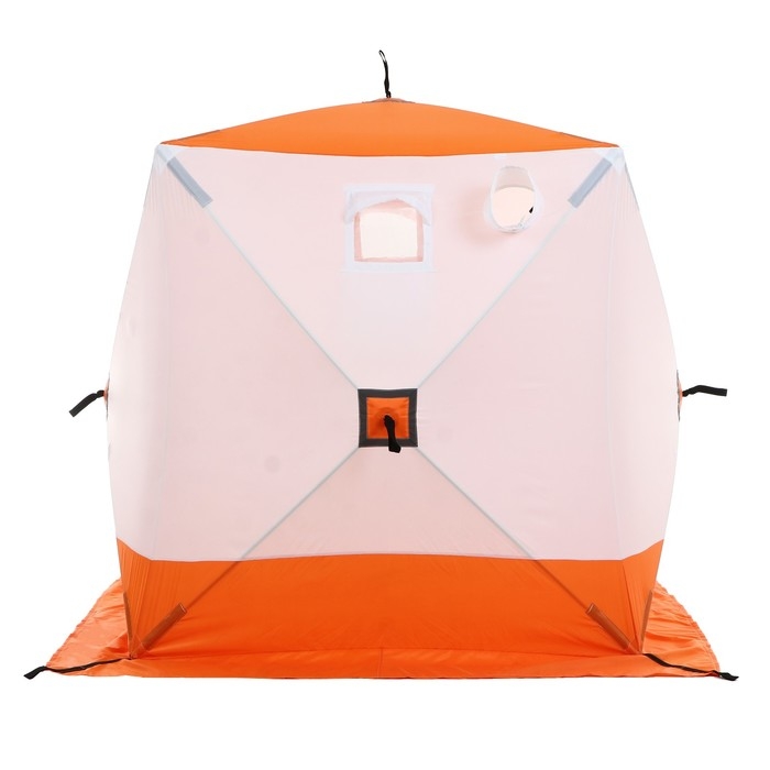 Палатка зимняя куб СЛЕДОПЫТ 1.5 х 1.5 м, ткань Oxford, цвет оранжево-белый,