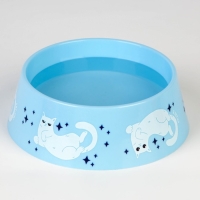 Миска пластиковая &laquo;Кот отдыхает&raquo;, голубая, 300 мл