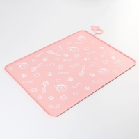 Коврик силиконовый под миску &laquo;Паттерн&raquo;, 30х40 см, розовый