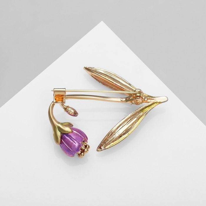 Брошь «Цветок» колокольчик, цвет сиренево-зелёный в золоте Брошь «Цветок» колокольчик, цвет сиренево-зелёный в золоте