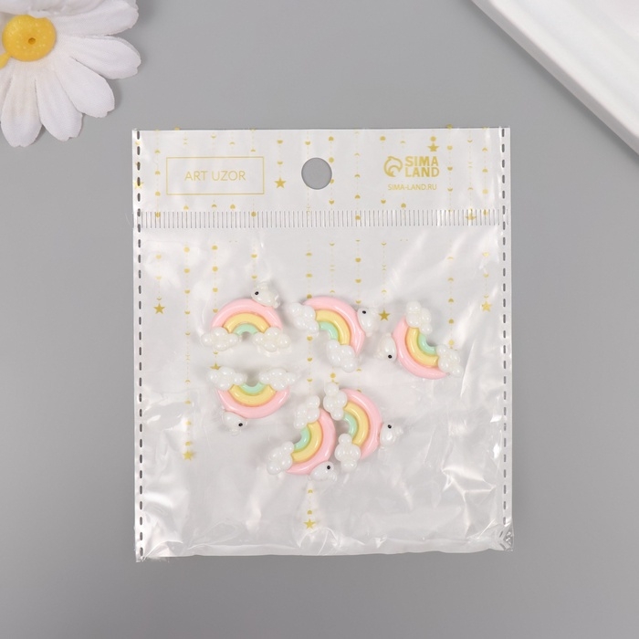 Декор для творчества пластик "Радуга в облаках" набор 6 шт 1,6х2,3х0,8 см