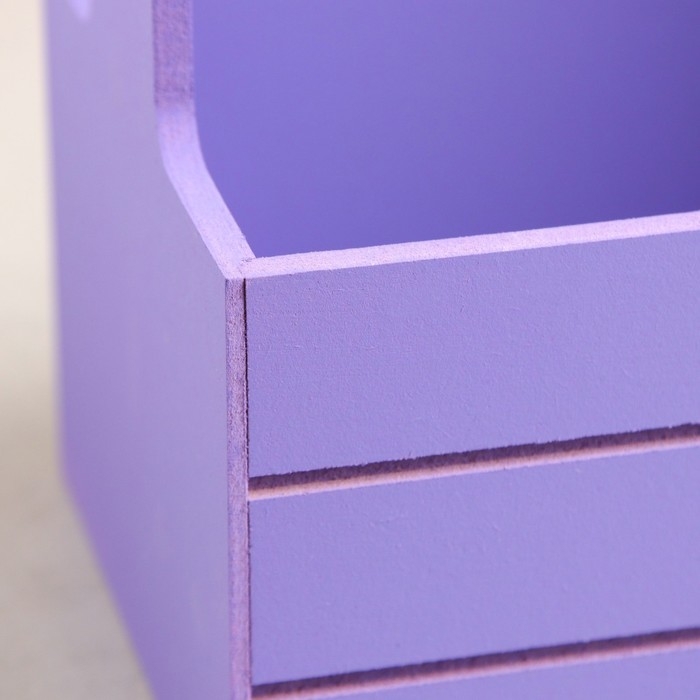 Кашпо деревянное 25.5×15×30 см Кашпо деревянное 25.5×15×30 см "Аром", ручка канат, Фиолетовый